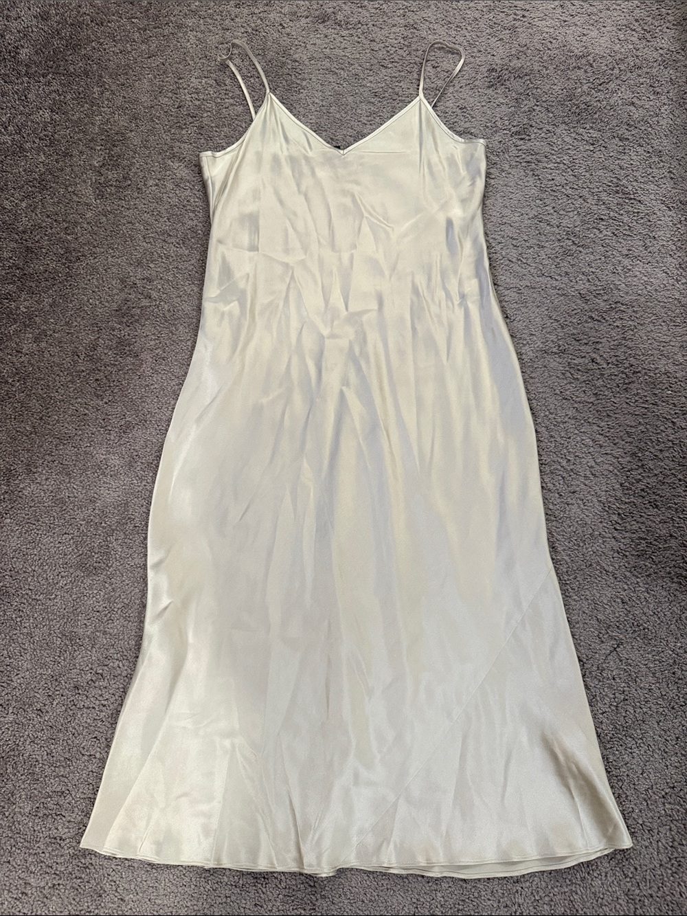 Quince Champagne 100% Silk V-Neck Slip Dress